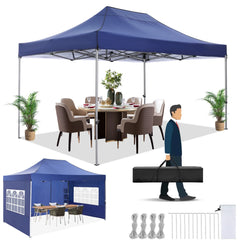 HOTEEL 10'x20' Canopy EZ Pop Up Canopy Anti-UV Waterproof Outdoor Tent Portable Party Wedding Instant Canopy Shelter All Season Tent Gazebo with 6 Removable Sidewalls, 4 Sandbags, Roller Bag