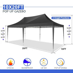 YUEBO 10'x20' Ez Pop Up Canopy Tent Commercial Instant Canopies with 6 Removable Side Walls Portable & Carrying Bag for Patio Picnic Carport Party Wedding, Blue Navy