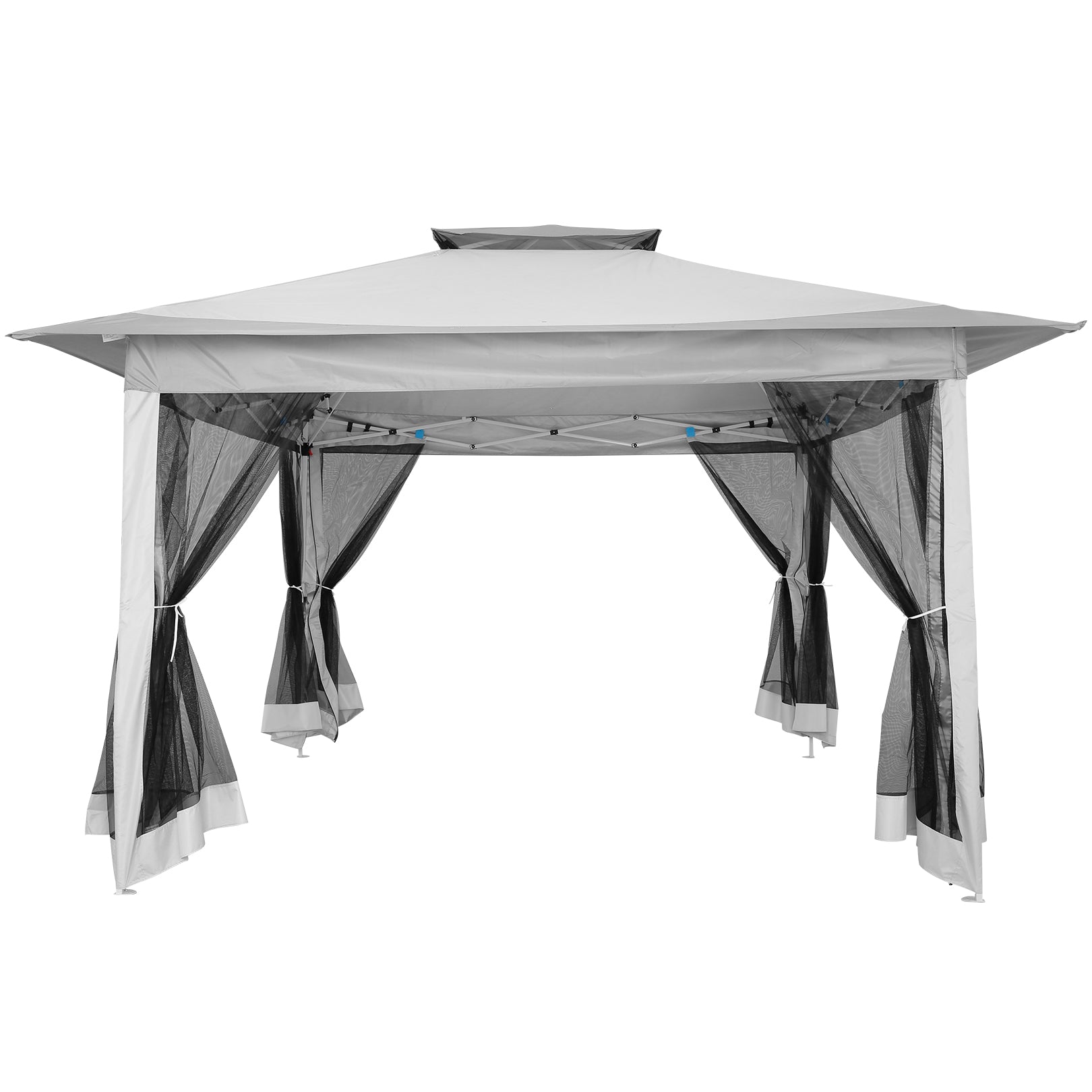Hoteel 12'x12' Pop Up Gazebo Patio Outdoor Canopy Tent with 8 Mosquito Nettings, Adjustable Height and 144 Square ft of Shade for Garden, Party, Backyard with Vented Top, Storage Bag, Sandbags, Gary