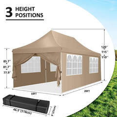 COBIZI 10'x20' Pop Up Waterproof Party Tent Canopy with 6 Removable Sidewalls AMA005924