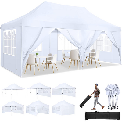 COBIZI 10'x20' Pop Up Waterproof Party Tent Canopy with 6 Removable Sidewalls AMA005924