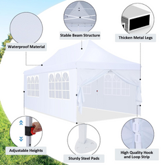 COBIZI 10'x20' Pop Up Waterproof Party Tent Canopy with 6 Removable Sidewalls AMA005924