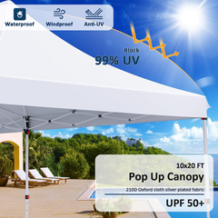 COBIZI 10'x20' Pop Up Waterproof Party Tent Canopy with 6 Removable Sidewalls AMA005924