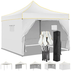 YUEBO 10x10 FT Outdoor Pop Up Canopy Tent Heavy Duty Commercial Instant Shelter Waterproof Party Tent Gazebo with 4 Removable Sidewalls