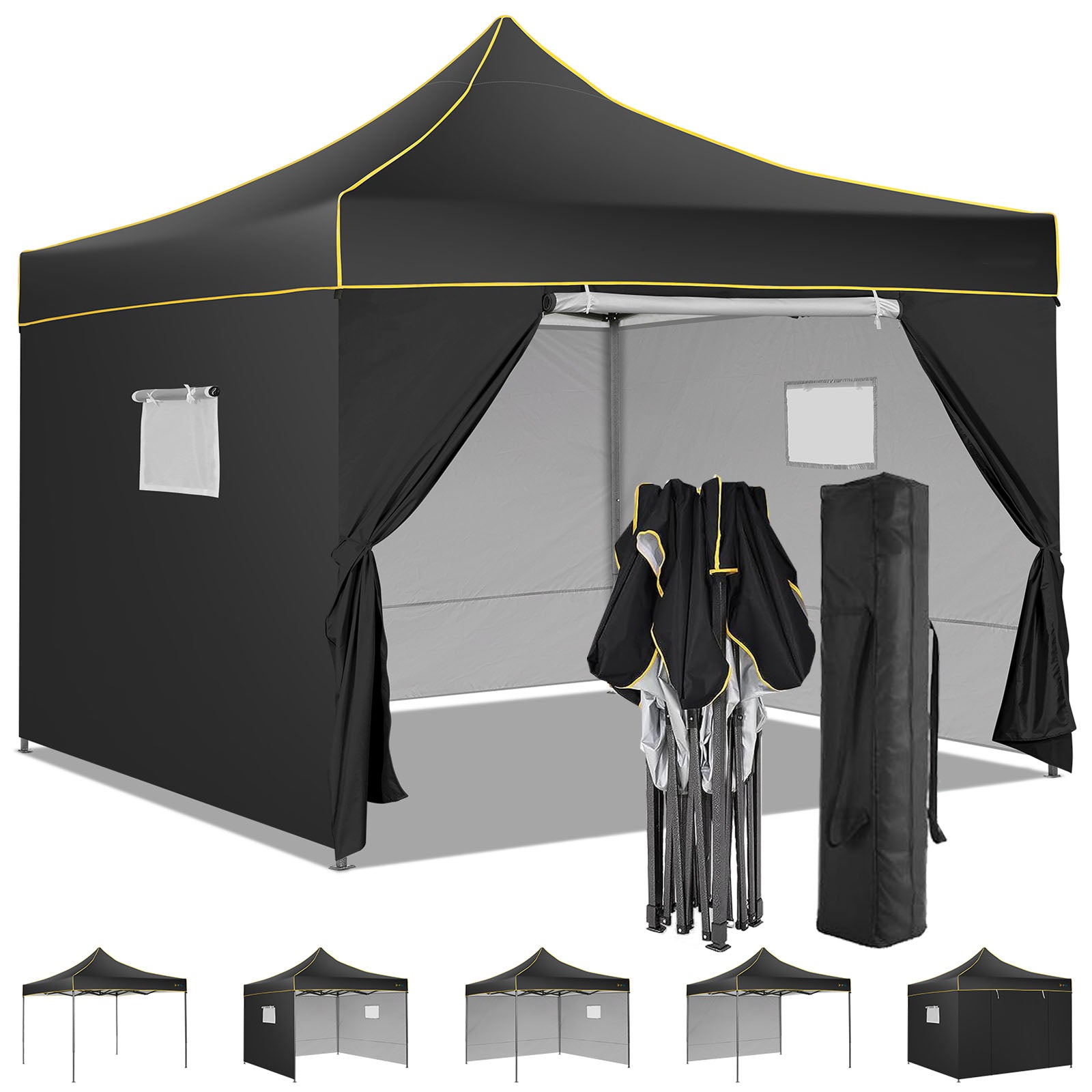 YUEBO 10x10 FT Outdoor Pop Up Canopy Tent Heavy Duty Commercial Instant Shelter Waterproof Party Tent Gazebo with 4 Removable Sidewalls