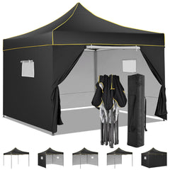 YUEBO 10x10 FT Outdoor Pop Up Canopy Tent Heavy Duty Commercial Instant Shelter Waterproof Party Tent Gazebo with 4 Removable Sidewalls