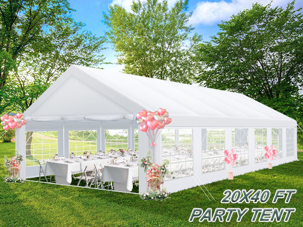COBIZI 20'x40' Party Tent Heavy Duty, Large Outdoor Wedding Tents with 12 Sidewalls & Built-in Sandbags SPC000168