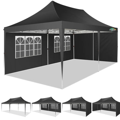 COBIZI 10'x20' Pop Up Canopy Tent with 6 Sidewalls & Carry Bag, 3 Adjustable Heights AMA5813