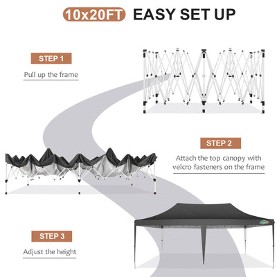 COBIZI 10'x20' Pop Up Canopy Tent with 6 Sidewalls & Carry Bag, 3 Adjustable Heights AMA5813
