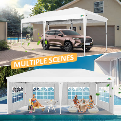 Cobizi Large 10'x20' Pop Up Canopy One-Push Setup with 6 Sidewalls SPC203