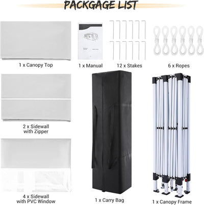 Cobizi Large 10'x20' Pop Up Canopy One-Push Setup with 6 Sidewalls SPC203