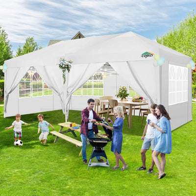 Cobizi Large 10'x20' Pop Up Canopy One-Push Setup with 6 Sidewalls SPC203
