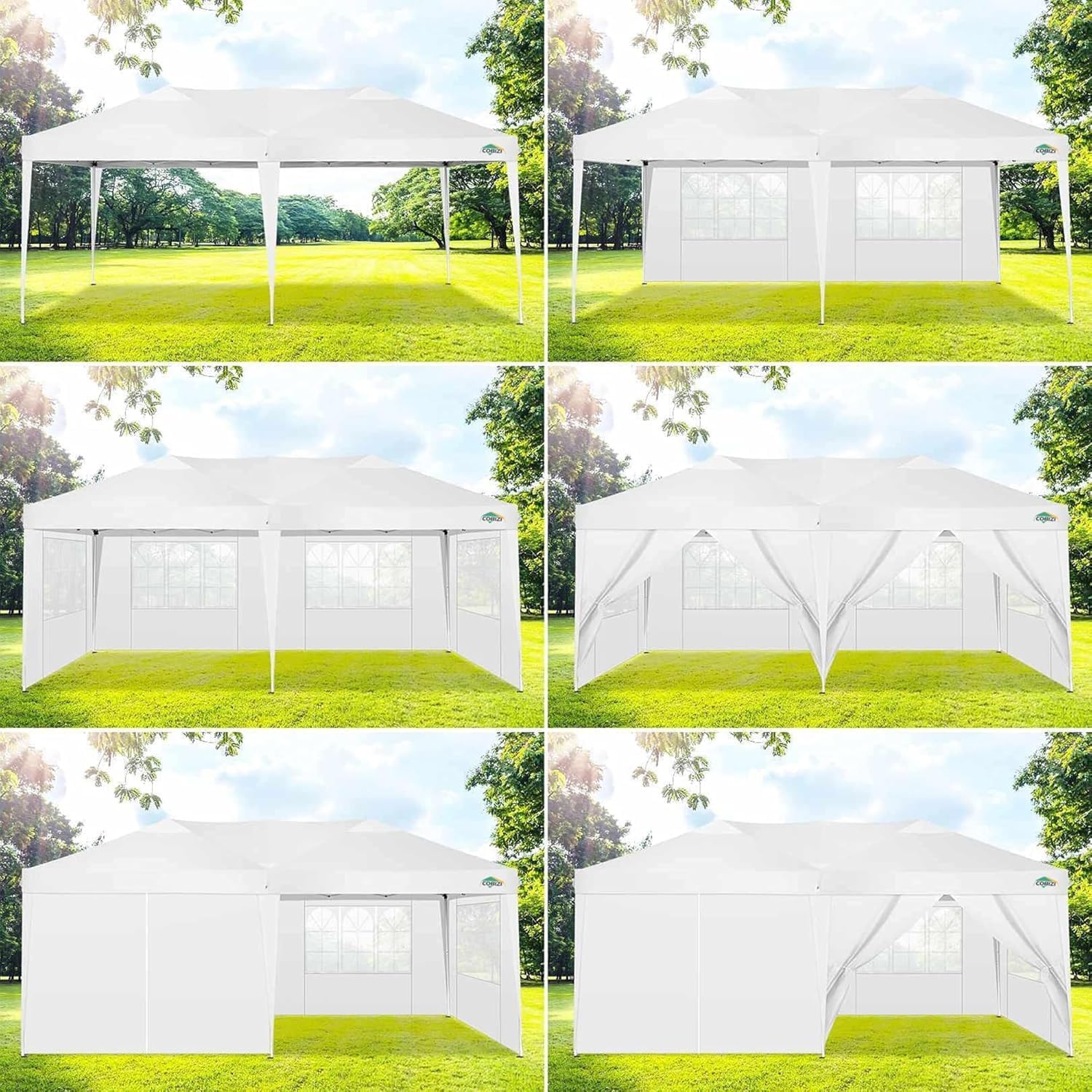 Cobizi Large 10'x20' Pop Up Canopy One-Push Setup with 6 Sidewalls SPC203