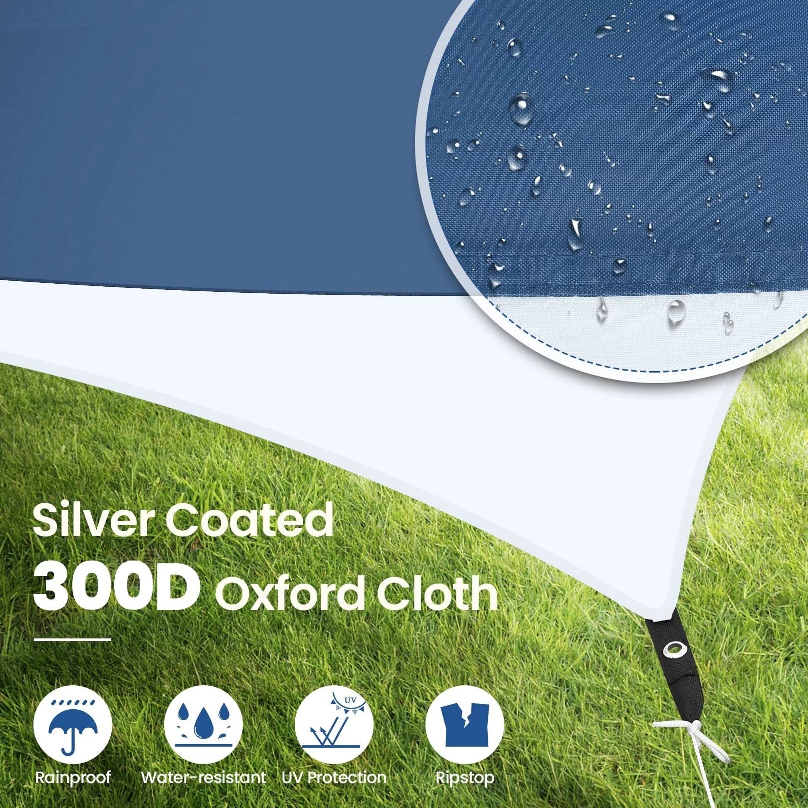 COBIZI 12x14FT Camping Tarp Waterproof Hammock Rain Fly UV UPF50+ Tent Tarp for Under Tent,Outdoor,Traveling, Hilking and Backpacking Trips, Blue & White