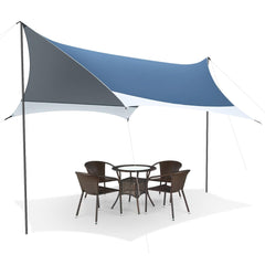 COBIZI 12x14FT Camping Tarp Waterproof Hammock Rain Fly UV UPF50+ Tent Tarp for Under Tent,Outdoor,Traveling, Hilking and Backpacking Trips, Blue & White