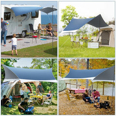 COBIZI 12x14FT Camping Tarp Waterproof Hammock Rain Fly UV UPF50+ Tent Tarp for Under Tent,Outdoor,Traveling, Hilking and Backpacking Trips, Blue & White