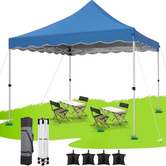 HOTEEL 10x10 Pop Up Canopy Outdoor Shade, Easy Up Sun Shelter with One Person Set Up Center Lock, Commercial Instant Canopy Tent, Portable Instant Camping Beach Canopy Tents for Parties, Beach, White