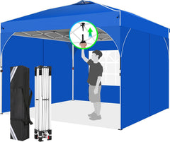 HOTEEL 10'x10' Up Pop Up Canopy Tent, Party Tents with One Push Central Button Air Vent, Instant Canopy Tent with 3 Sidewalls & Reflective Strip