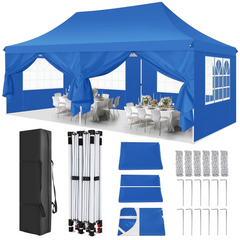 HOTEEL 10'x20' Pop up Canopy Tent with 6 Removable Sidewalls, Instant Outdoor Canopy Shelter with Upgrade Raised Roof and Carry Bag,Black