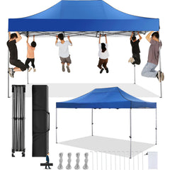 COBIZI 10'x15' Heavy Duty Pop Up Canopy Tent with 4 Sidewalls, Party Tent Outdoor Canopy UV50+ Waterproof Canopy Tent Event Shelter for Parties, Commercial-Series, 3 Adjustable Heights, White