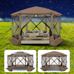 HOTEEL 12x12 Portable Pop-Up Outdoor Camping Gazebo, Screen Tent with Mosquito Nettings, Waterproof, UV, Bite Proof, Removable top Glamping Canopy with Carry Bag, Gray