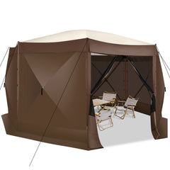 COBIZI 15'x15' Camping Gazebo Tent 8 Sided Pop-up Canopy Screen Tent with Netting for Camping, Waterproof, UV Resistant, Ez Set-up Party Tent with Carrying Bag