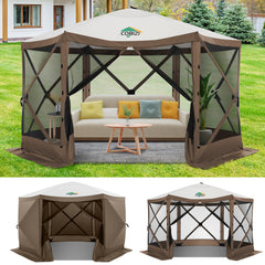 COBIZI 12'x12' Portable 6 Side Pop Up Canopy Screen House Tent, SPC000044L