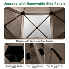 COBIZI 12'x12' Portable 6 Side Pop Up Canopy Screen House Tent, SPC000044L