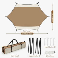 COBIZI 12x14FT Camping Tarp Waterproof Hammock Rain Fly UV UPF50+ Tent Tarp for Under Tent,Outdoor,Traveling, Hilking and Backpacking Trips, Blue & White
