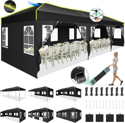 COBIZI 10'x30' Pop up Waterproof Canopy with Sidewalls & Wheel Carry Bag SPC305