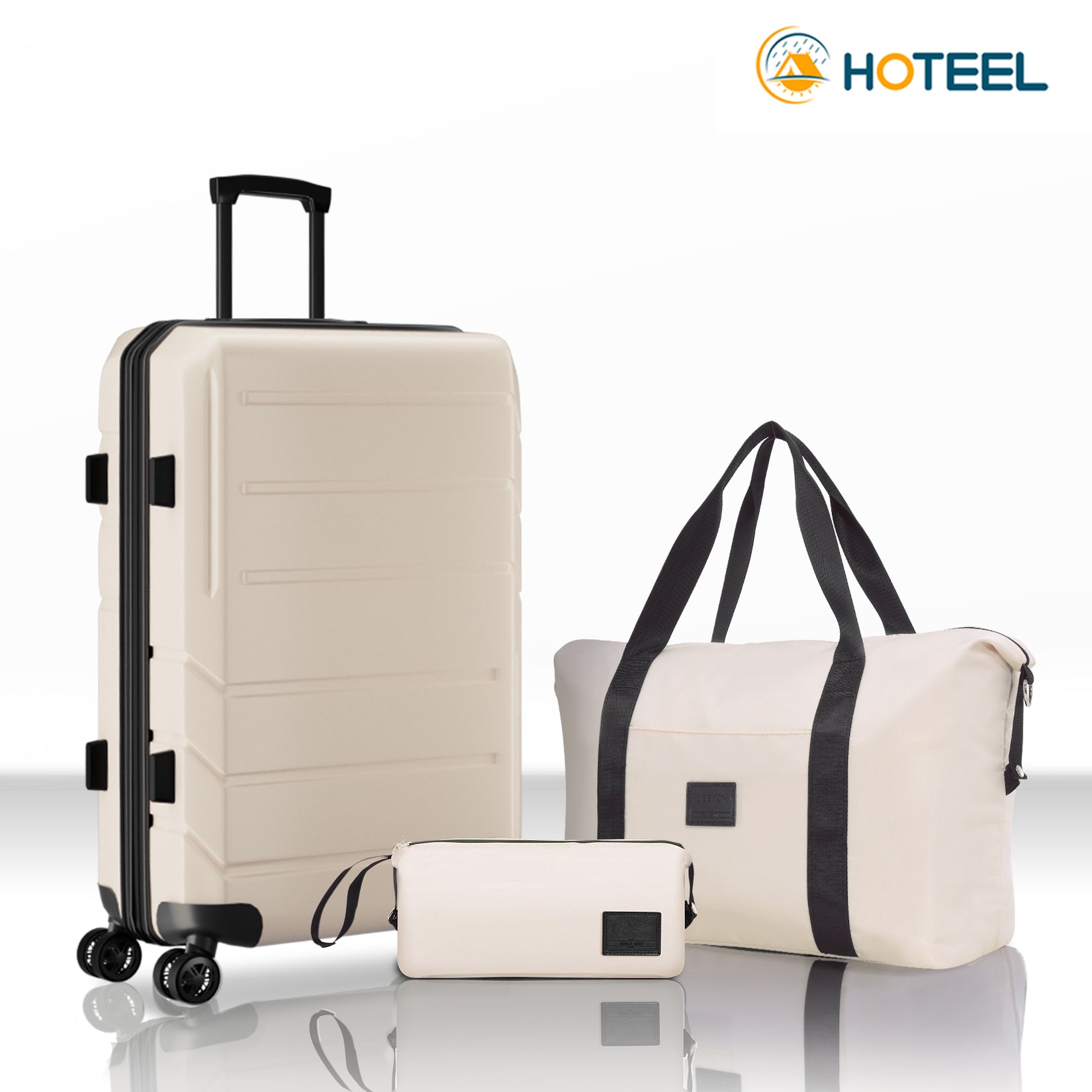 HOTEEL 3-Piece ABS+PC Hardshell Luggage Set,Expandable Travel Suitcases with TSA Lock & Silent Spinner Wheels (20/24/28", Black)