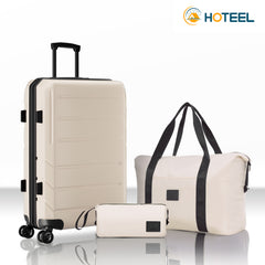 HOTEEL 3-Piece ABS+PC Hardshell Luggage Set,Expandable Travel Suitcases with TSA Lock & Silent Spinner Wheels (20/24/28", Black)