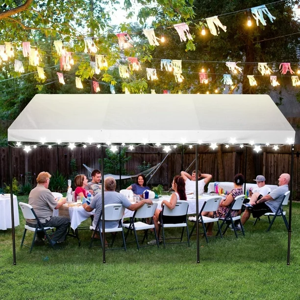 YUEBO Outdoor Carport 10x20ft Heavy Duty Canopy Storage Shed, Portable Garage Party Tent, Portable Garage with Removable Sidewalls & Doors All-Season Tarp for Car, Truck, Party, White
