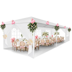 COBIZI 10x30 Party Canopy Tent with 8 Removable Sidewalls, Waterproof Outdoor Shelter for Weddings and Events,White