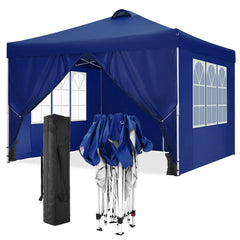 10' x 10' Adjustable Height Pop-up Canopy Tent Fully Waterproof Instant Outdoor Canopy Folding Shelter with 4 Removable Sidewalls, Air Vent on The Top, 4 Sandbags, Carrying Bag