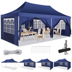 HOTEEL 10' x 20' Pop up Canopy Tent,Heavy Duty Waterproof Commercial Instant Gazebo,Outdoor Canopy for Party,Wedding,Event,Backyard,Black