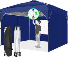 HOTEEL 10'x10' Up Pop Up Canopy Tent, Party Tents with One Push Central Button Air Vent, Instant Canopy Tent with 3 Sidewalls & Reflective Strip