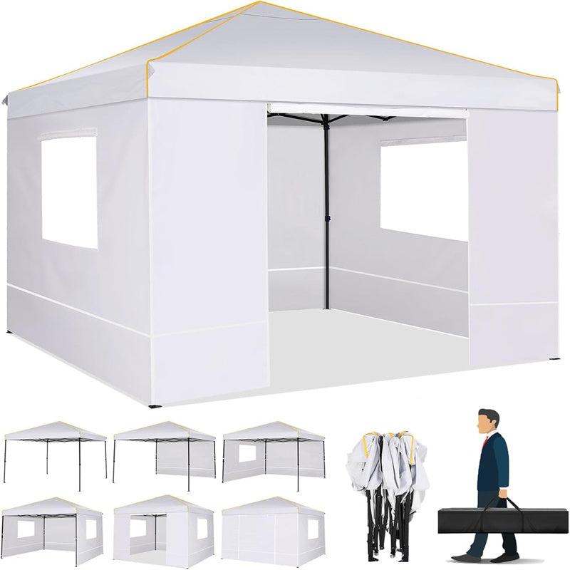 COBIZI 10x10 Pop up Canopy Tent with 4 Removable Sidewalls, Waterproof Commercial Instant Gazebo, Outdoor Party Tents with Carry Bag, White
