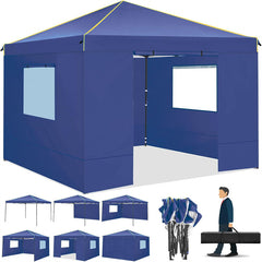 COBIZI 10'x10' Pop Up Canopy Tent with 4 Removable Sidewalls,Waterproof Commercial Instant Gazebo Outdoor Tents for Party/Exhibition/Picnic with Carry Bag