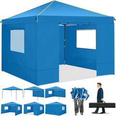 COBIZI 10'x10' Pop Up Canopy Tent with 4 Removable Sidewalls,Waterproof Commercial Instant Gazebo Outdoor Tents for Party/Exhibition/Picnic with Carry Bag