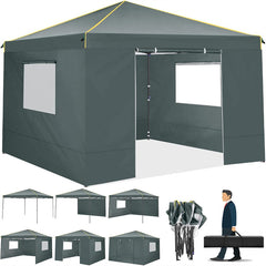 COBIZI 10x10 Pop up Canopy Tent with 4 Removable Sidewalls, Waterproof Commercial Instant Gazebo, Outdoor Party Tents with Carry Bag, White