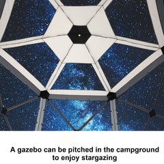 HOTEEL 12' x 12' Portable Pop-Up Outdoor Camping Gazebo, Screen Room with Mosquito Nettings, Waterproof, UV, Hub Tent Instant Screened Tent Canopy Shelter with Ground Stakes & Carry Bag, Beige