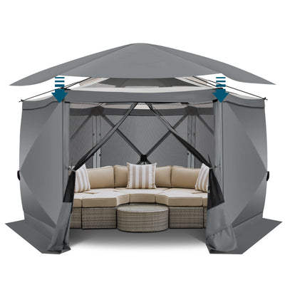 Cobizi 12'x12' Portable Pop-Up Camping Gazebo, Screen Tent with Mosquito Netting SPC185