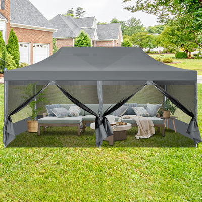 COBIZI 10'x20' Heavy Duty Canopy Gazebo, Ez up with 6 Netting Sidewalls SPC97
