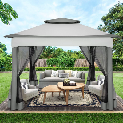 COBIZI 12'x12' Pop Up Gazebo Canopy with Mosquito Netting 3 Adjustable Height AMA005920