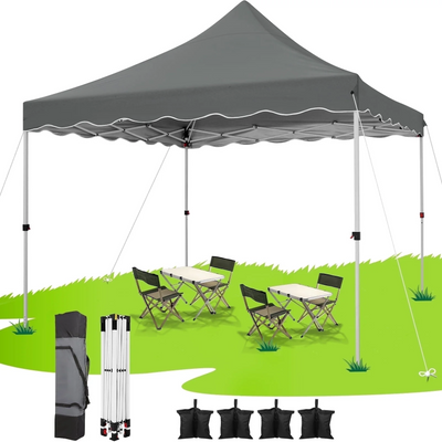 HOTEEL 10x10 Pop Up Canopy Outdoor Shade, Easy Up Sun Shelter with One Person Set Up Center Lock, Commercial Instant Canopy Tent, Portable Instant Camping Beach Canopy Tents for Parties, Beach, White