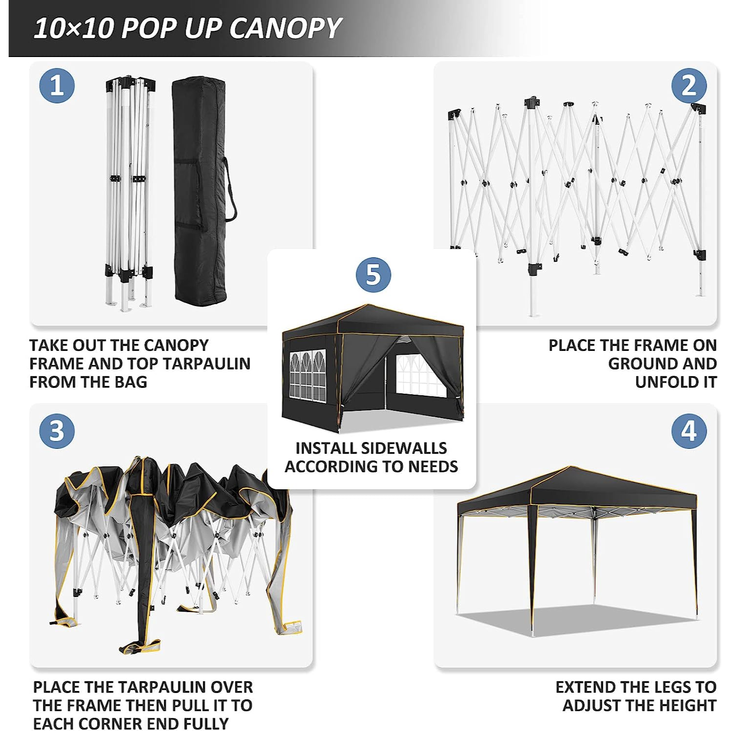 COBIZI 10'x10' Pop Up Outdoor Waterproof Commercial Canopy HZC000047