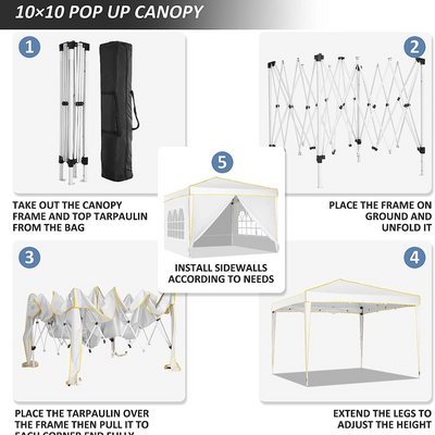 COBIZI 10'x10' Pop Up Outdoor Waterproof Commercial Canopy HZC000047