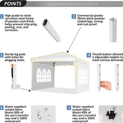 COBIZI Pop Up Canopy Shade Wasserdichtes Zelt 10'x10' mit Seitenwänden