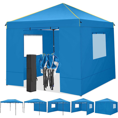 COBIZI 10'x10' Pop-Up Outdoor Waterproof  Canopy with 4 Removable Sidewall and Mesh Windows HZC000048